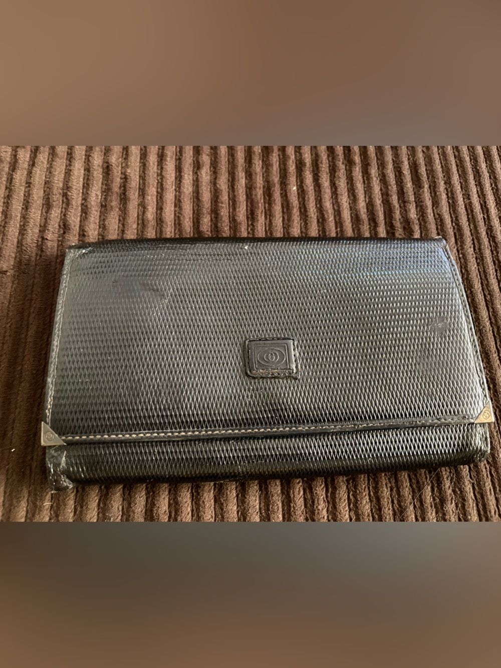 Vintage Ladies Gucci Black Leather Wallet with 925 Sterling Silver Corners